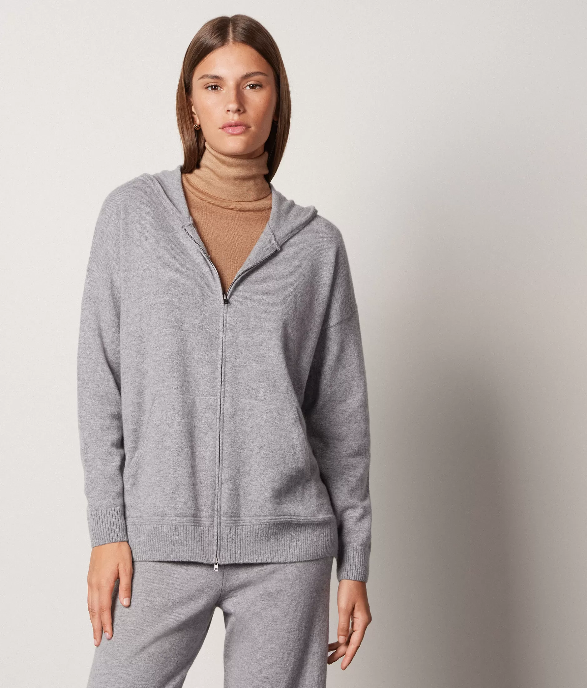 Online Falconeri Ultrasoft Cashmere Hooded Sweatshirt grey -8440 - pearl grey