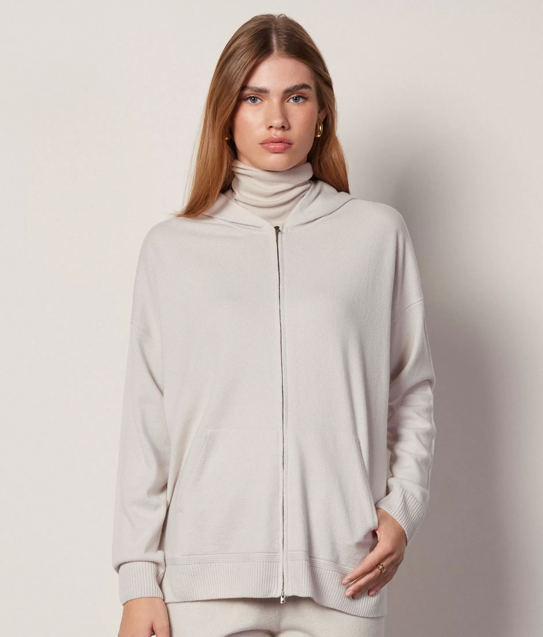 Outlet Falconeri Ultrasoft Cashmere Hooded Sweatshirt ivory -8644 - light alabaster