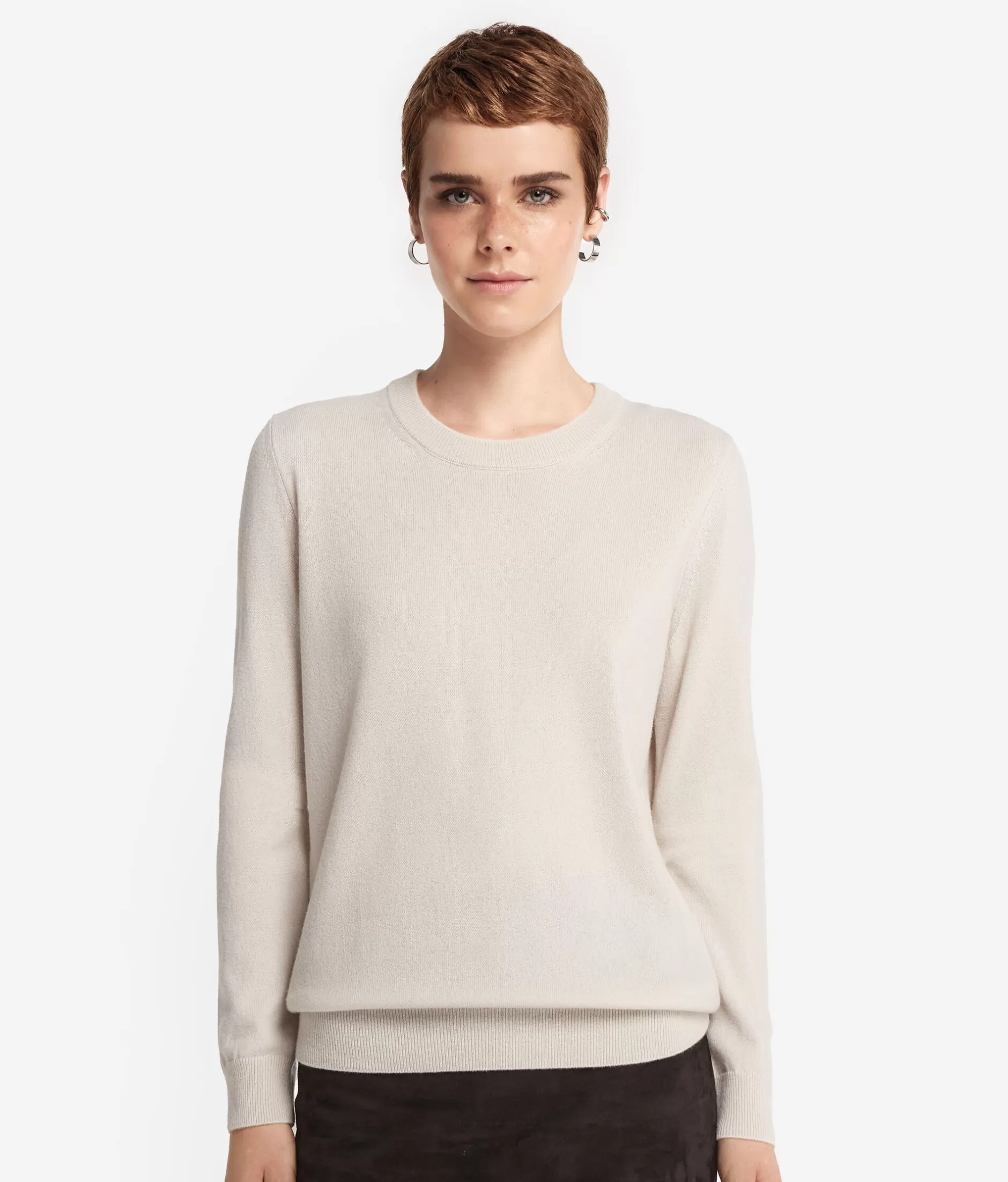 Flash Sale Falconeri Ultrasoft Cashmere Long Sleeved Crewneck Sweater ivory -8644 - light alabaster