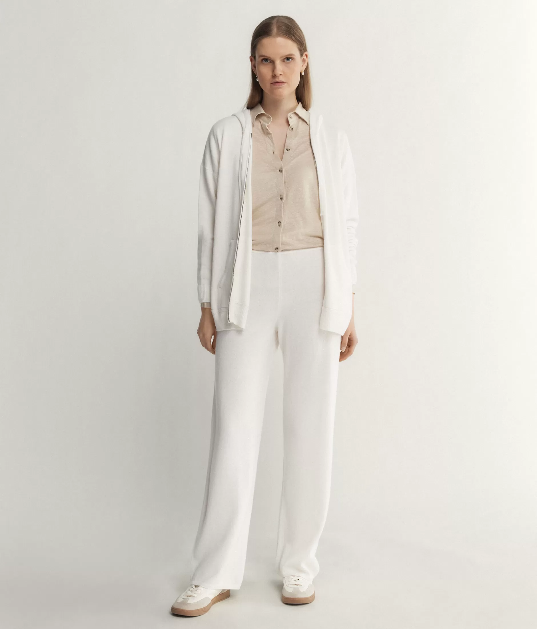 Online Falconeri Ultrasoft Cashmere Palazzo Pants white -8005 - bow