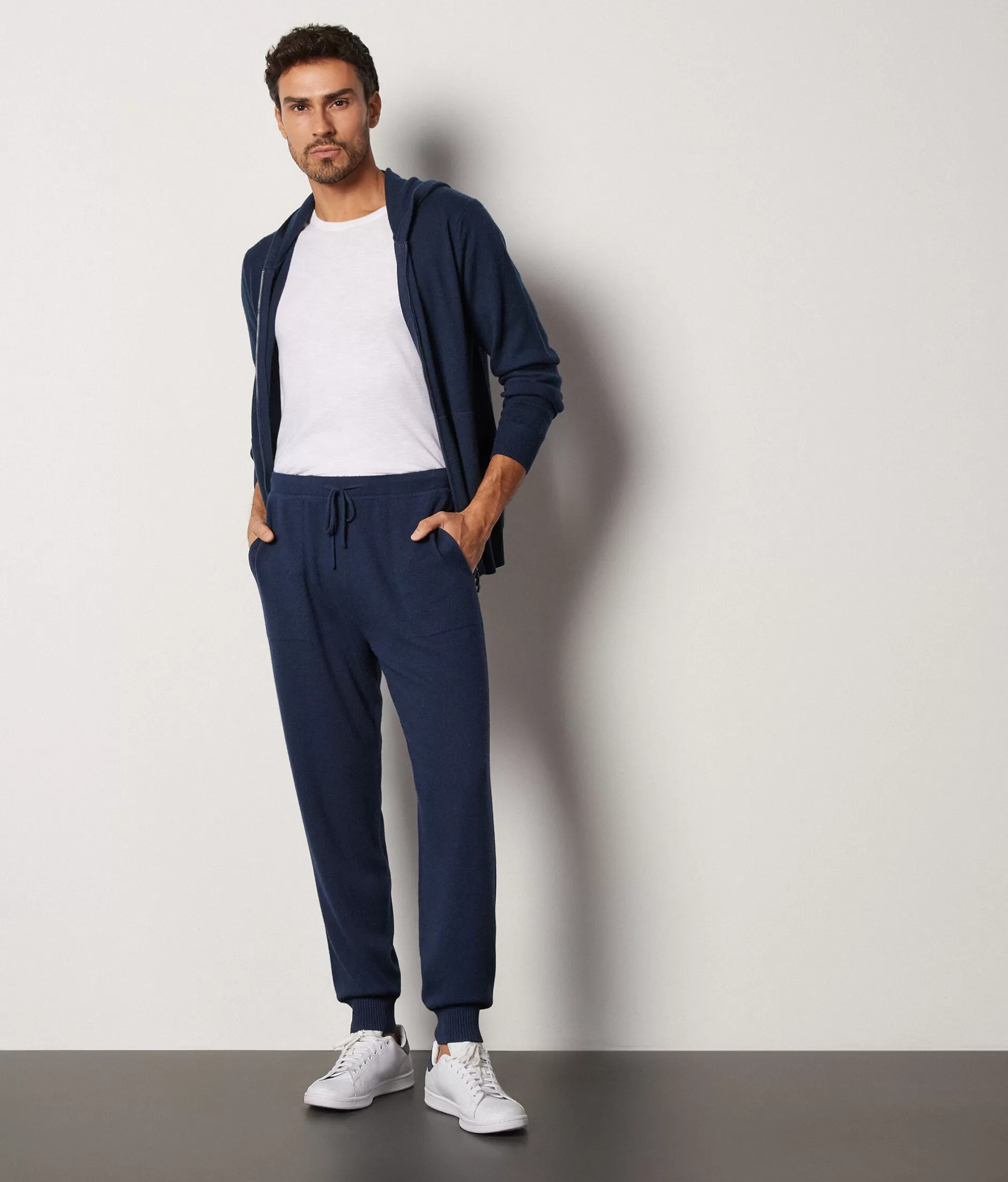 New Falconeri Ultrasoft Cashmere Pants blue -8800 - garment-dyed navy blue