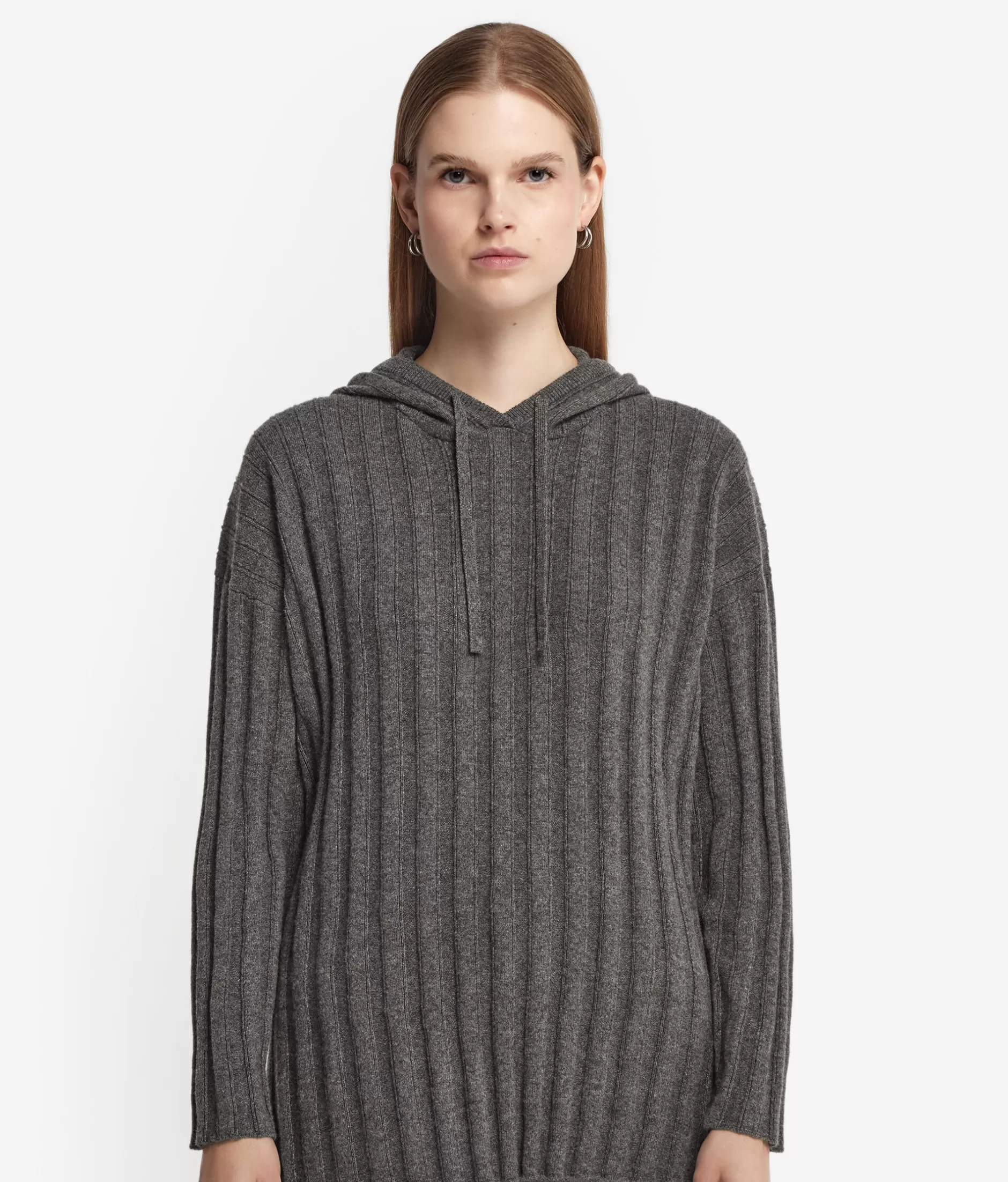 Store Falconeri Ultrasoft Cashmere Ribbed Sweatshirt dark grey -9070 - ash