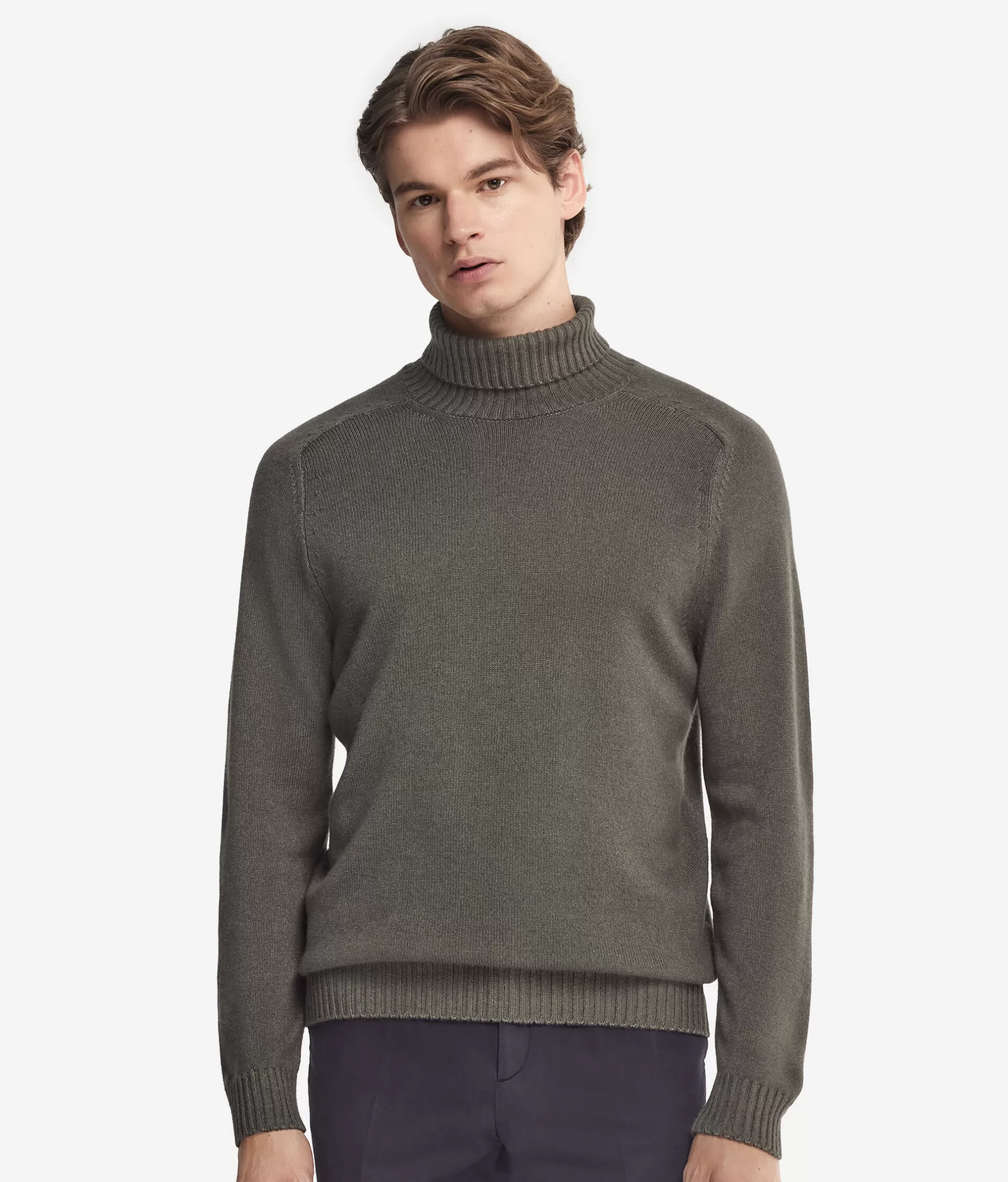 Store Falconeri Ultrasoft Cashmere Turtleneck dark green -9065 - garment-dyed dark camo