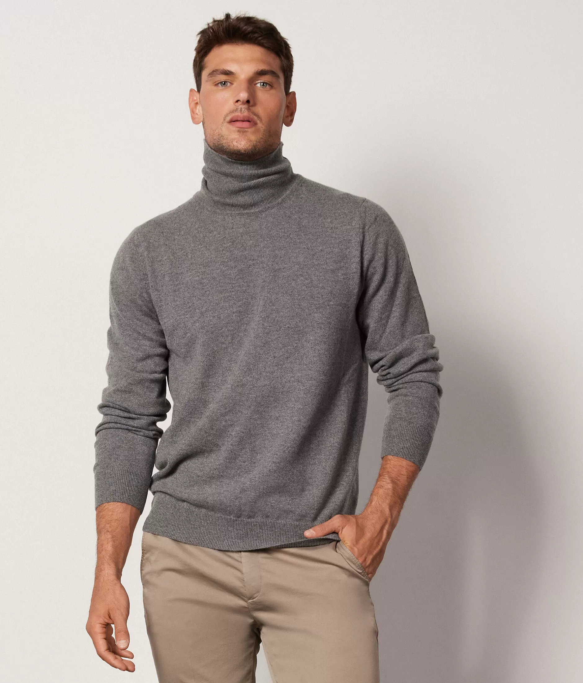 Store Falconeri Ultrasoft Cashmere Turtleneck Sweater grey -9108 - dark grey melange