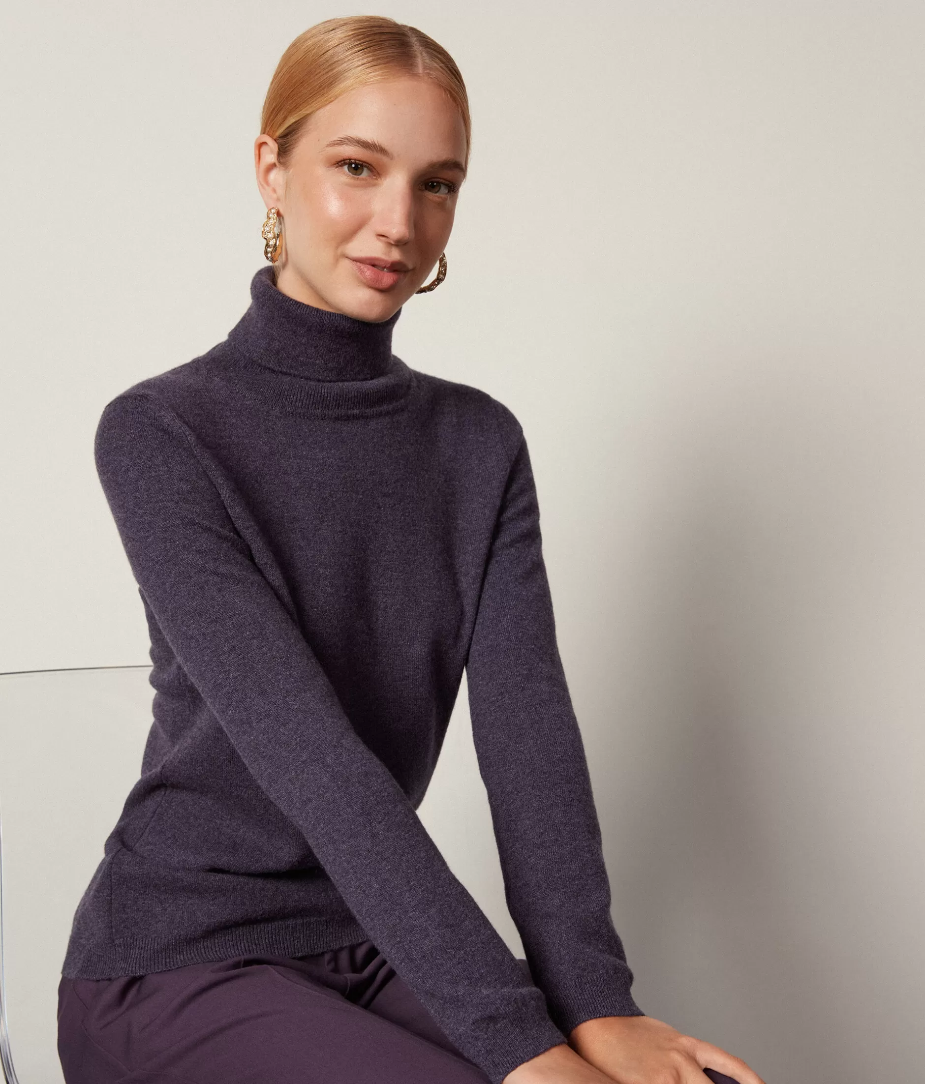 Best Falconeri Ultrasoft Cashmere Turtleneck Sweater violet -8922 - blueberry