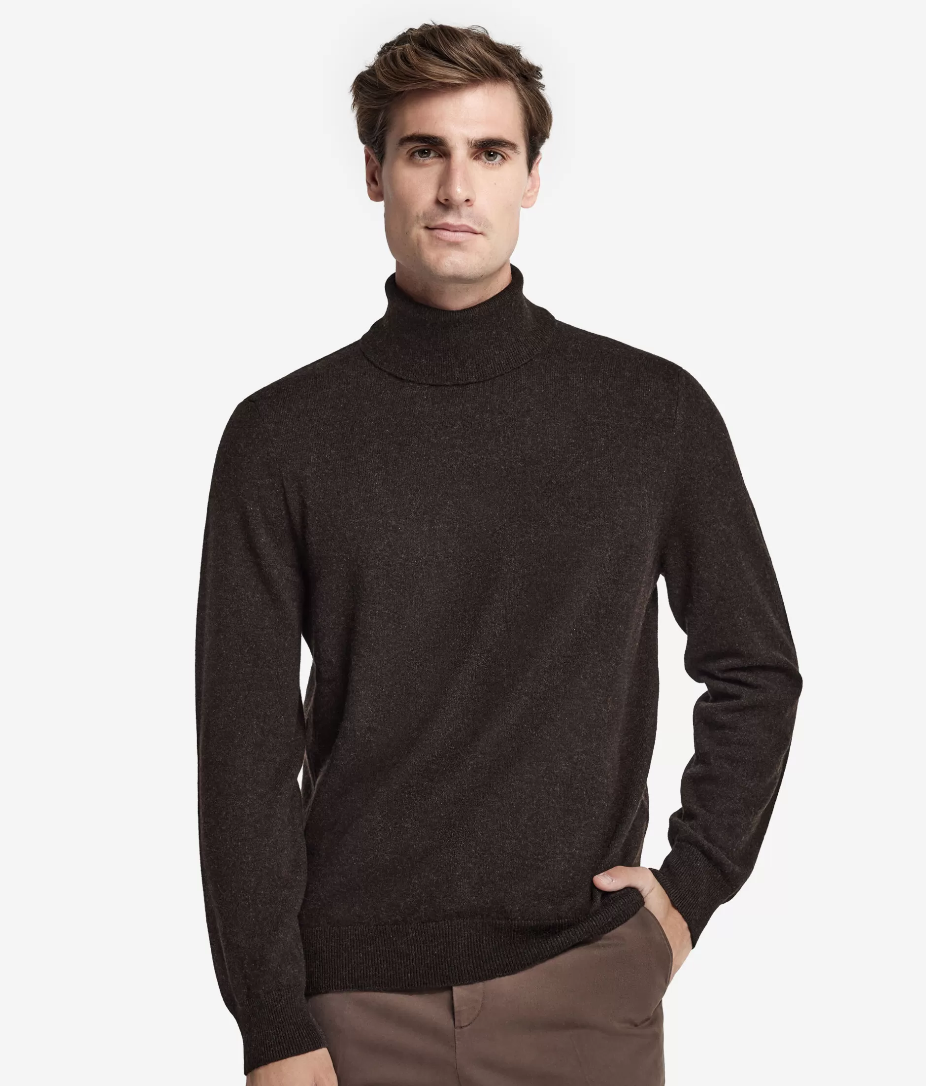 Fashion Falconeri Ultrasoft Cashmere Turtleneck Sweater -9063-chocolate brown