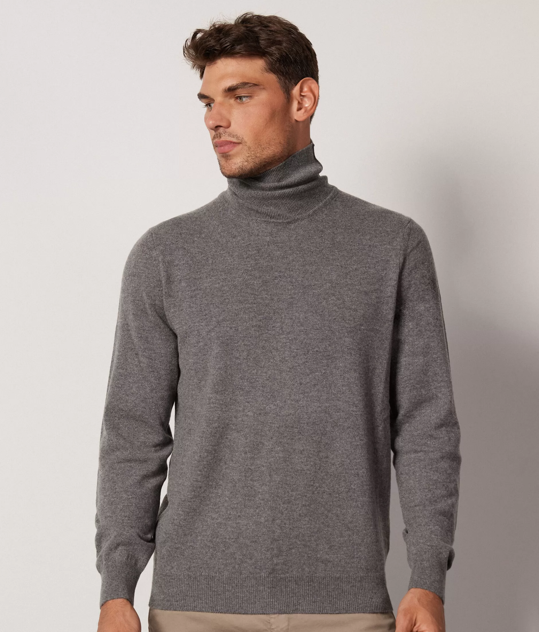 Store Falconeri Ultrasoft Cashmere Turtleneck Sweater grey -9108 - dark grey melange