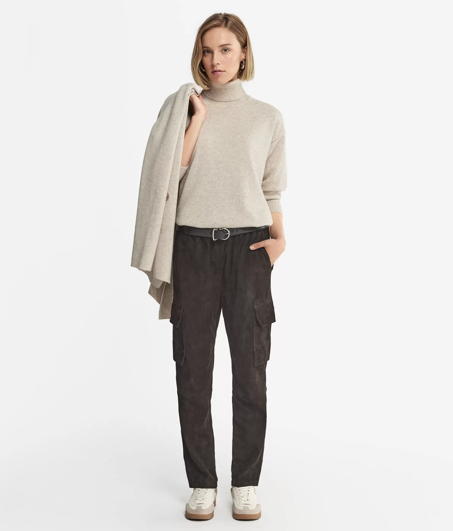 Sale Falconeri Ultrasoft Cashmere Turtleneck Sweater With Slits natural -8176 - stone