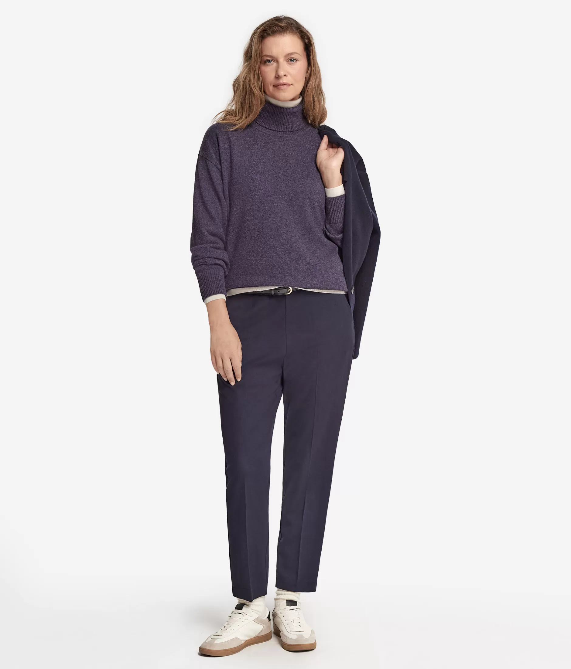 Best Falconeri Ultrasoft Cashmere Turtleneck Sweater With Slits violet -8922 - blueberry