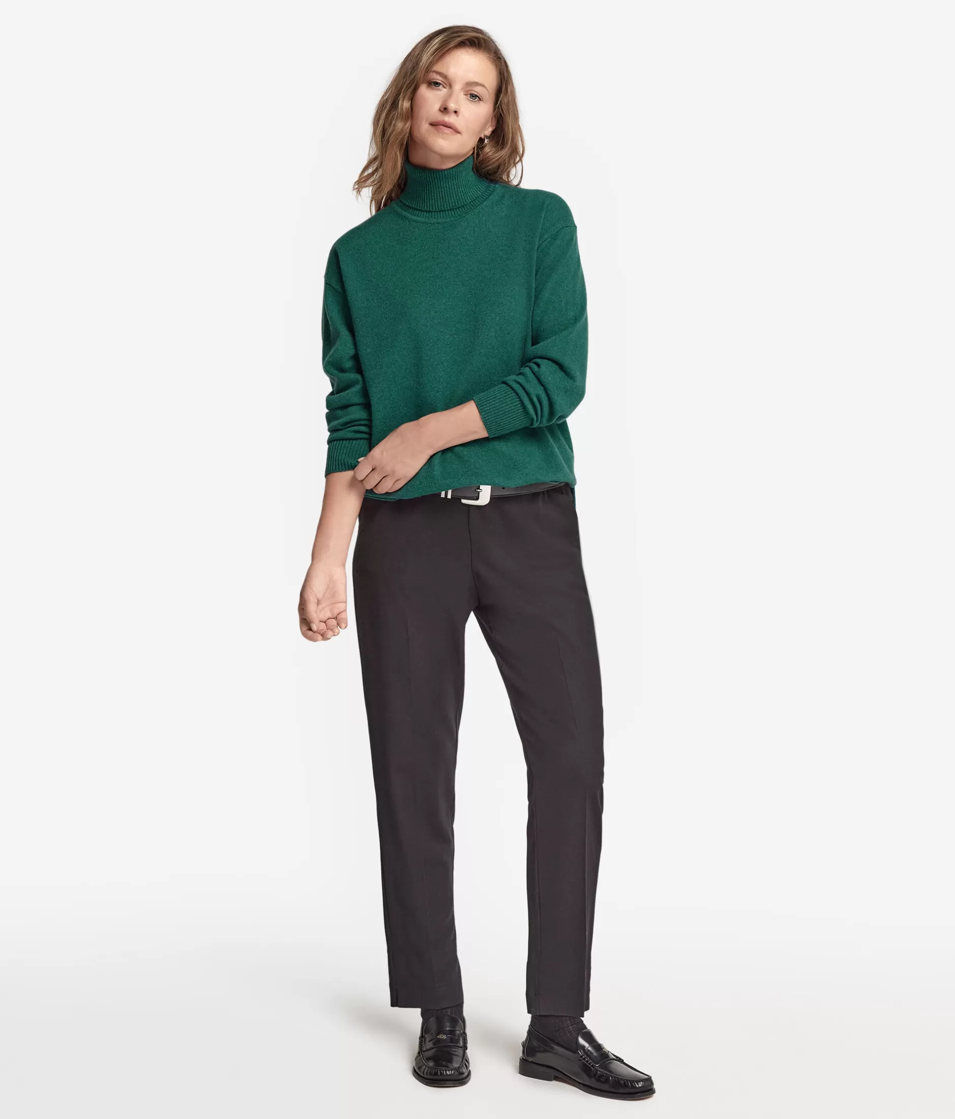 Fashion Falconeri Ultrasoft Cashmere Turtleneck Sweater With Slits dark green -8916 - malachite