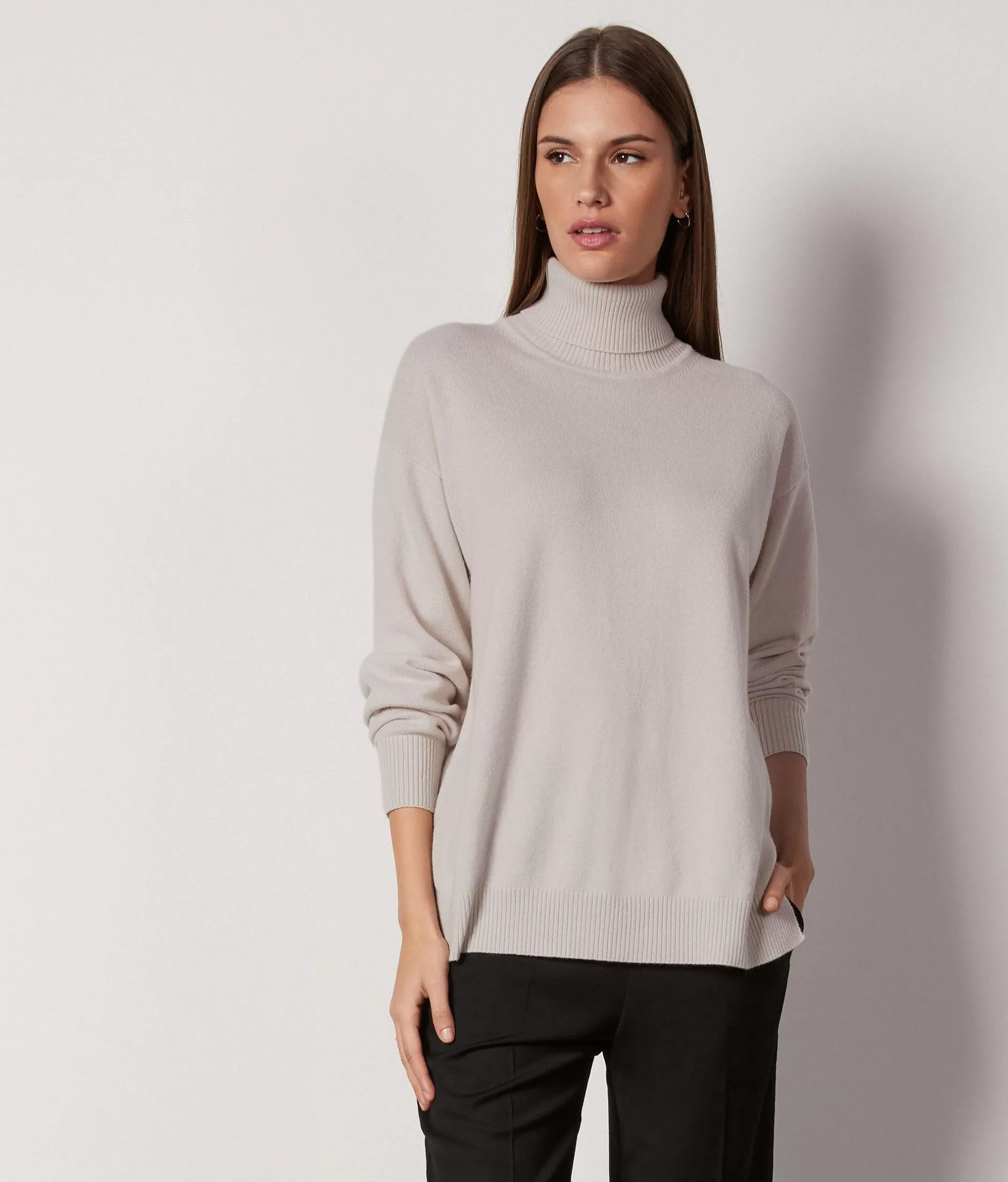 Best Falconeri Ultrasoft Cashmere Turtleneck Sweater With Slits ivory -8644 - light alabaster