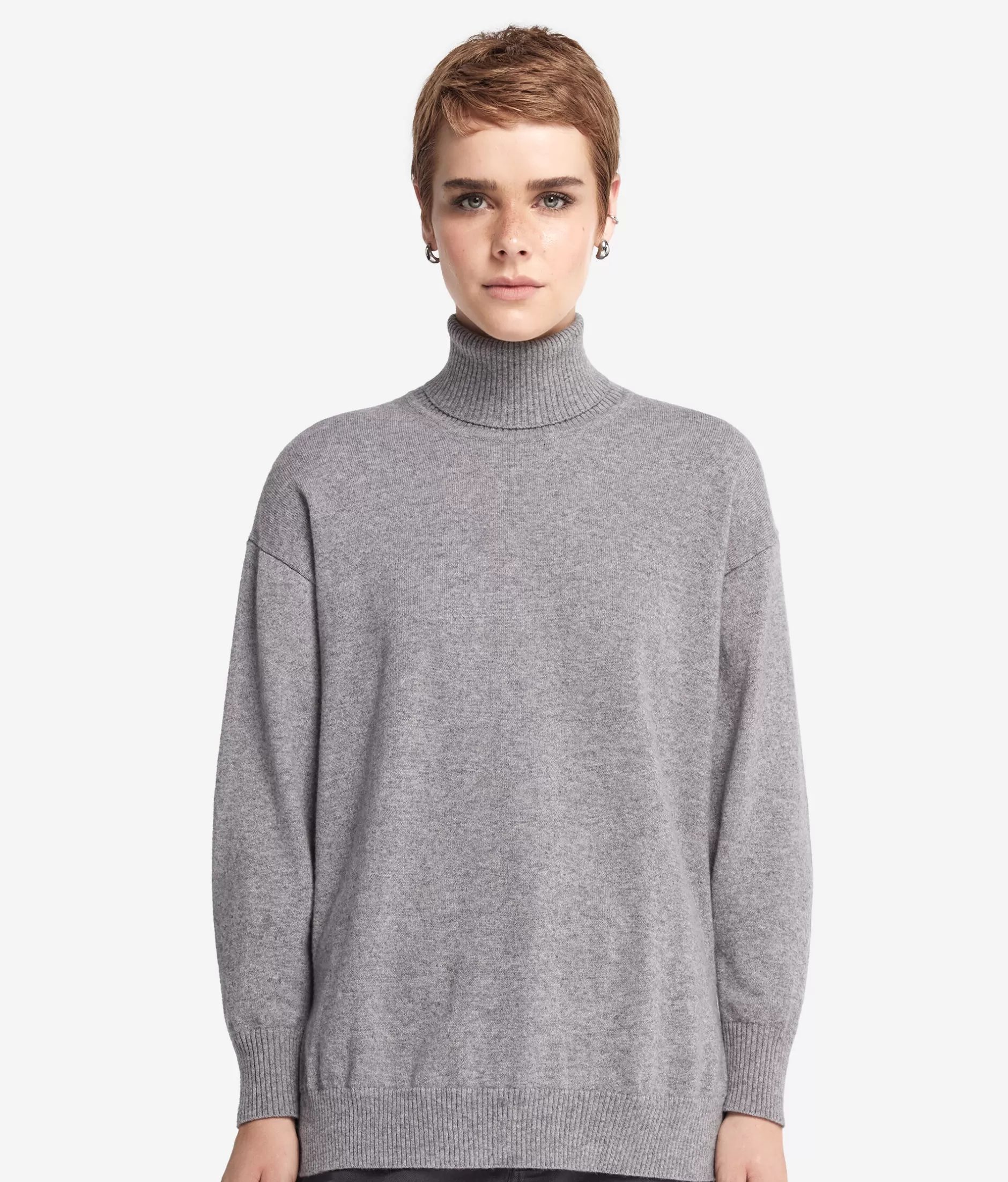 Hot Falconeri Ultrasoft Cashmere Turtleneck Sweater With Slits grey -9077 - pearl grey