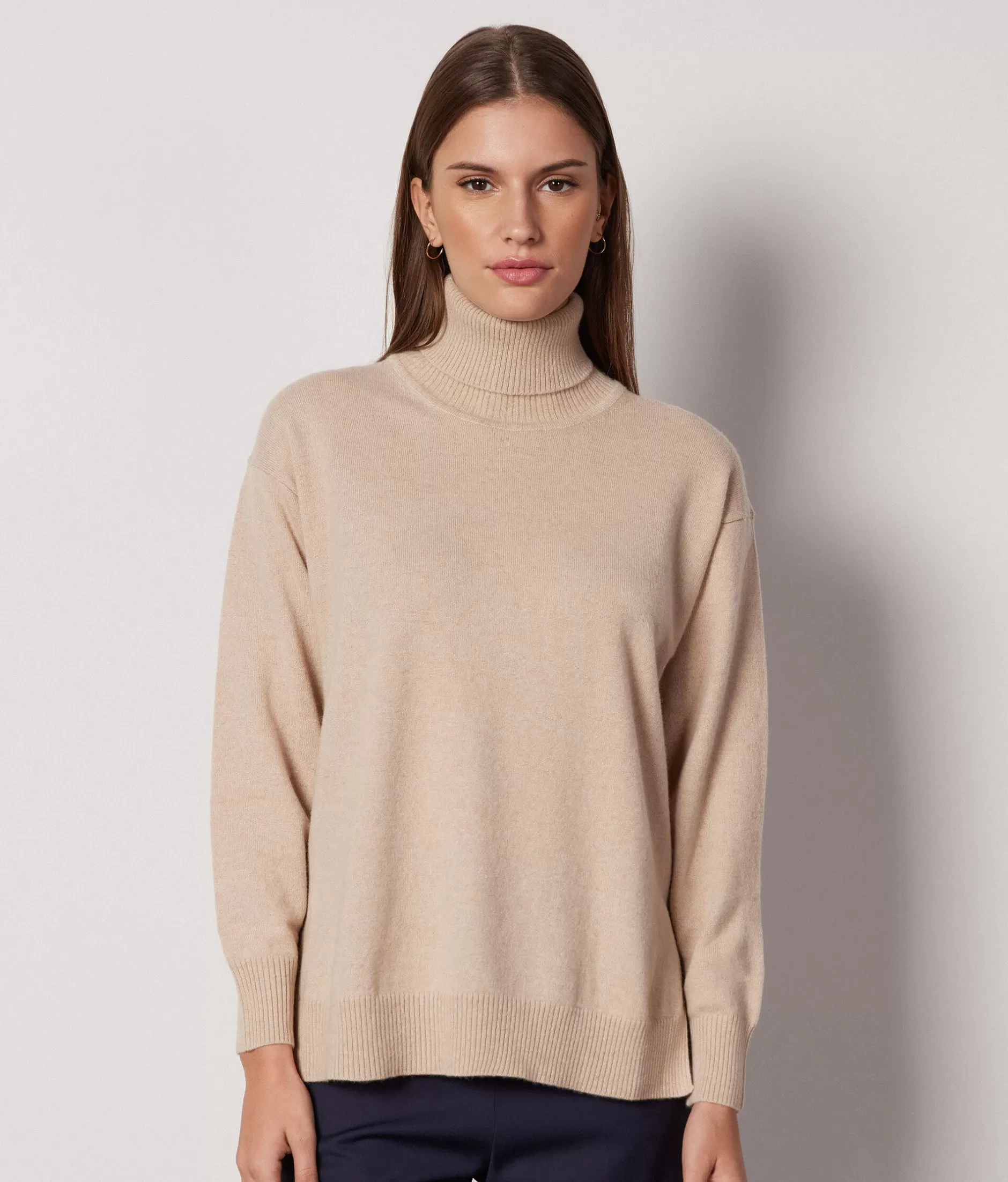 Discount Falconeri Ultrasoft Cashmere Turtleneck Sweater With Slits natural -8646 - light vanilla