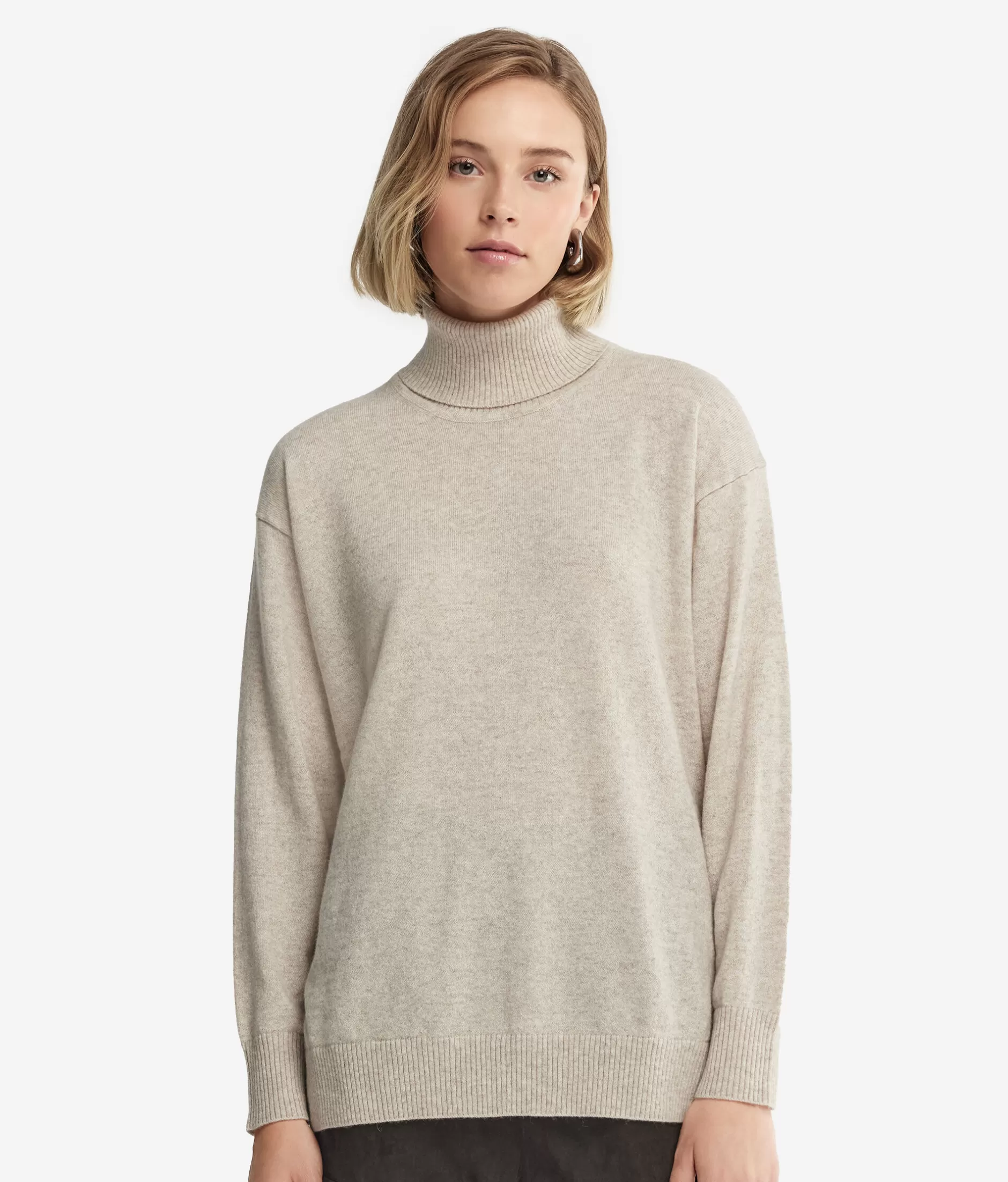 Sale Falconeri Ultrasoft Cashmere Turtleneck Sweater With Slits natural -8176 - stone