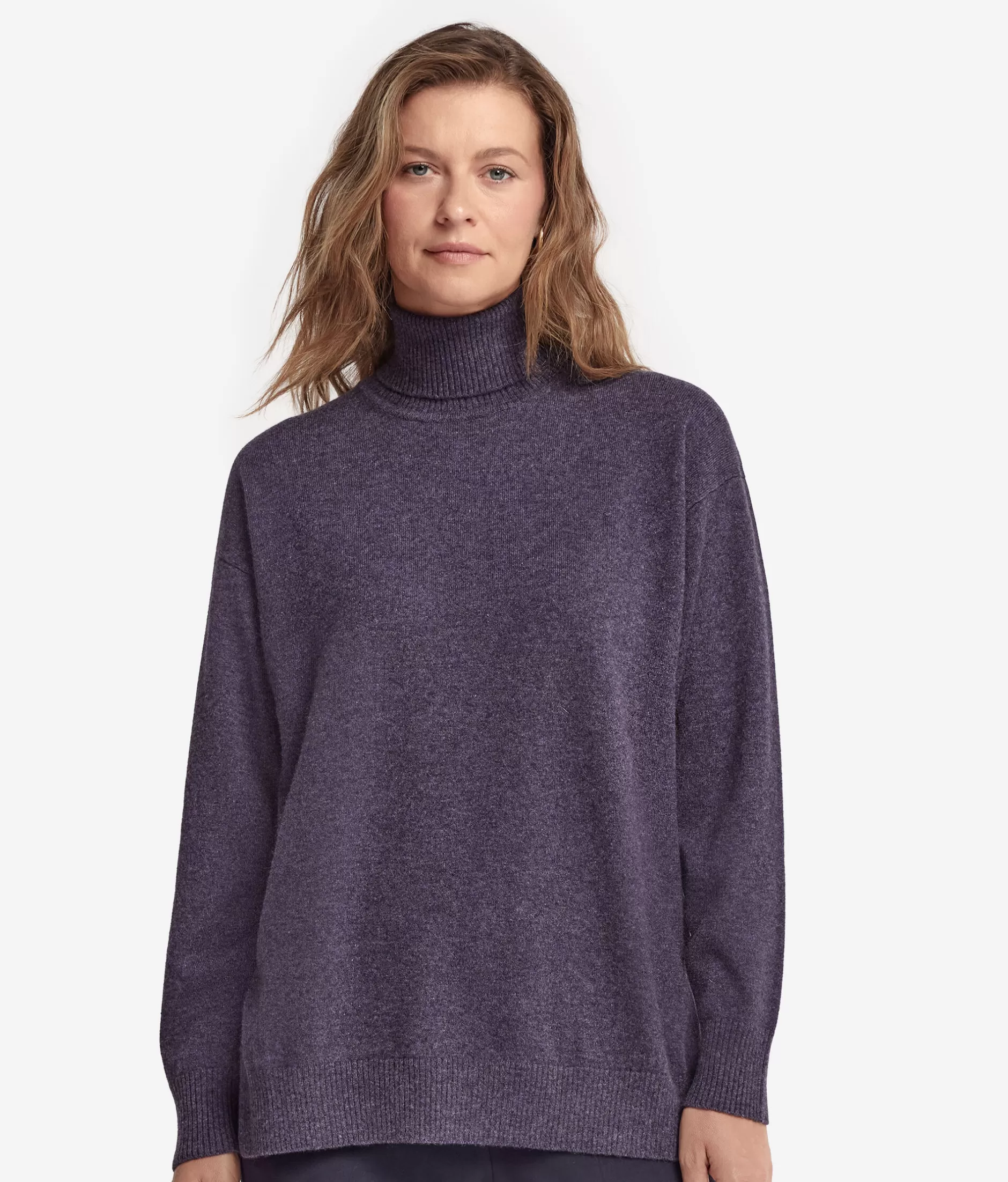 Best Falconeri Ultrasoft Cashmere Turtleneck Sweater With Slits violet -8922 - blueberry