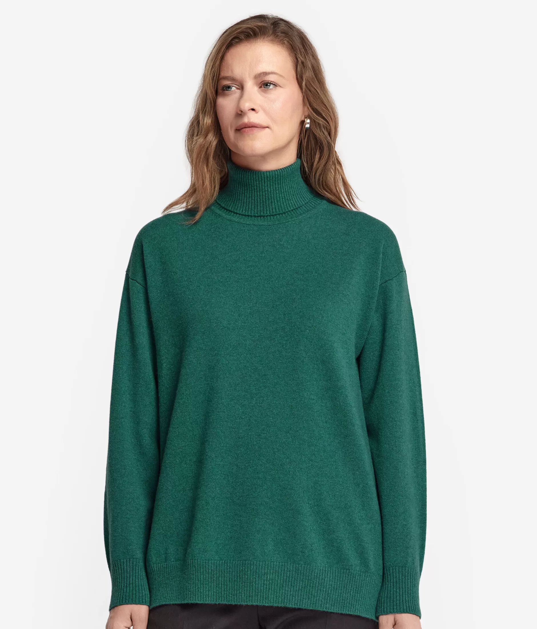 Fashion Falconeri Ultrasoft Cashmere Turtleneck Sweater With Slits dark green -8916 - malachite