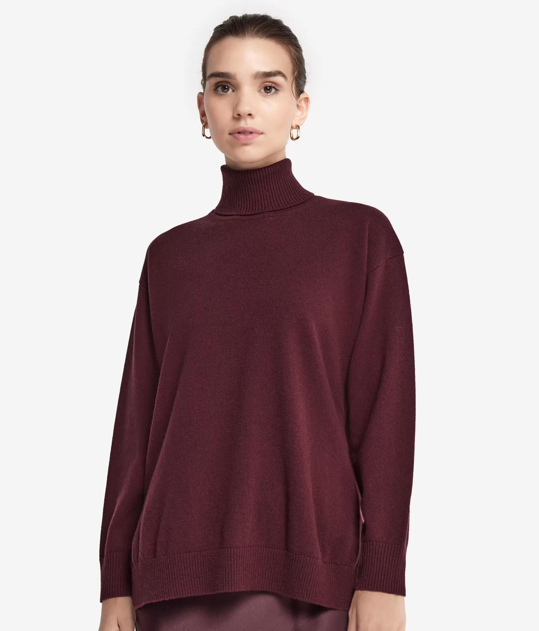 Best Falconeri Ultrasoft Cashmere Turtleneck Sweater With Slits -9100-ruby