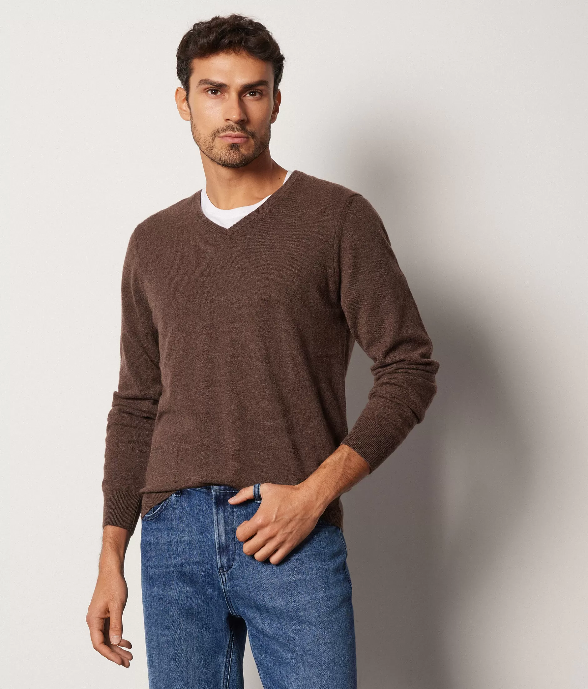 Cheap Falconeri Ultrasoft Cashmere V-Neck Sweater brown -8956 - cocoa brown