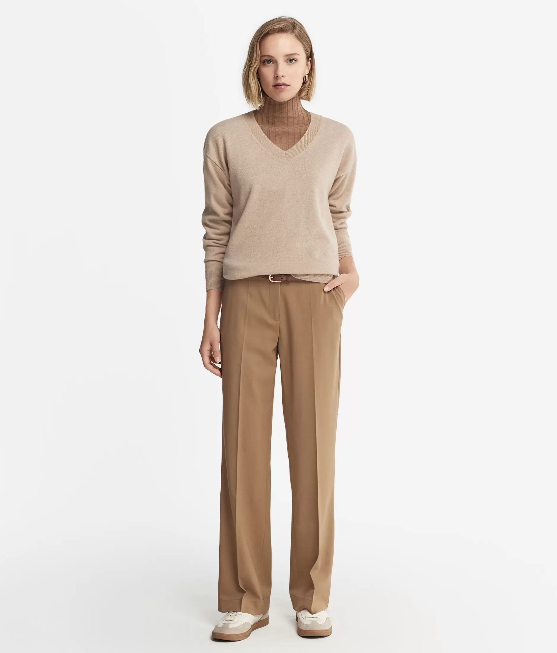 Online Falconeri Ultrasoft Cashmere V-Neck Sweater natural -8646 - light vanilla