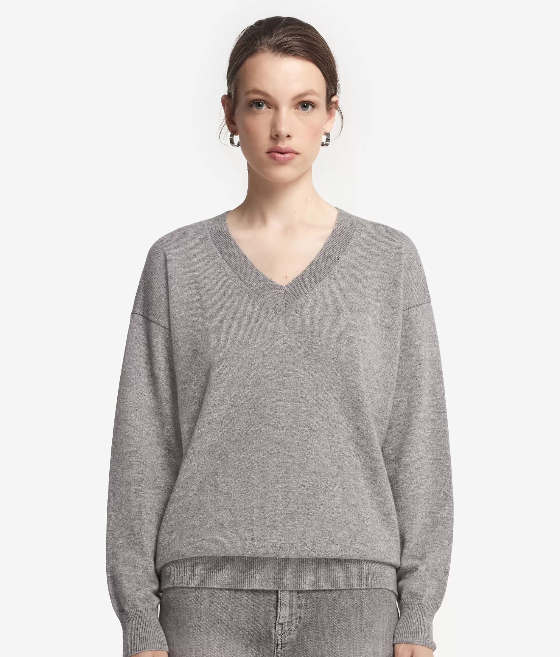 Best Sale Falconeri Ultrasoft Cashmere V-Neck Sweater grey -9077 - pearl grey