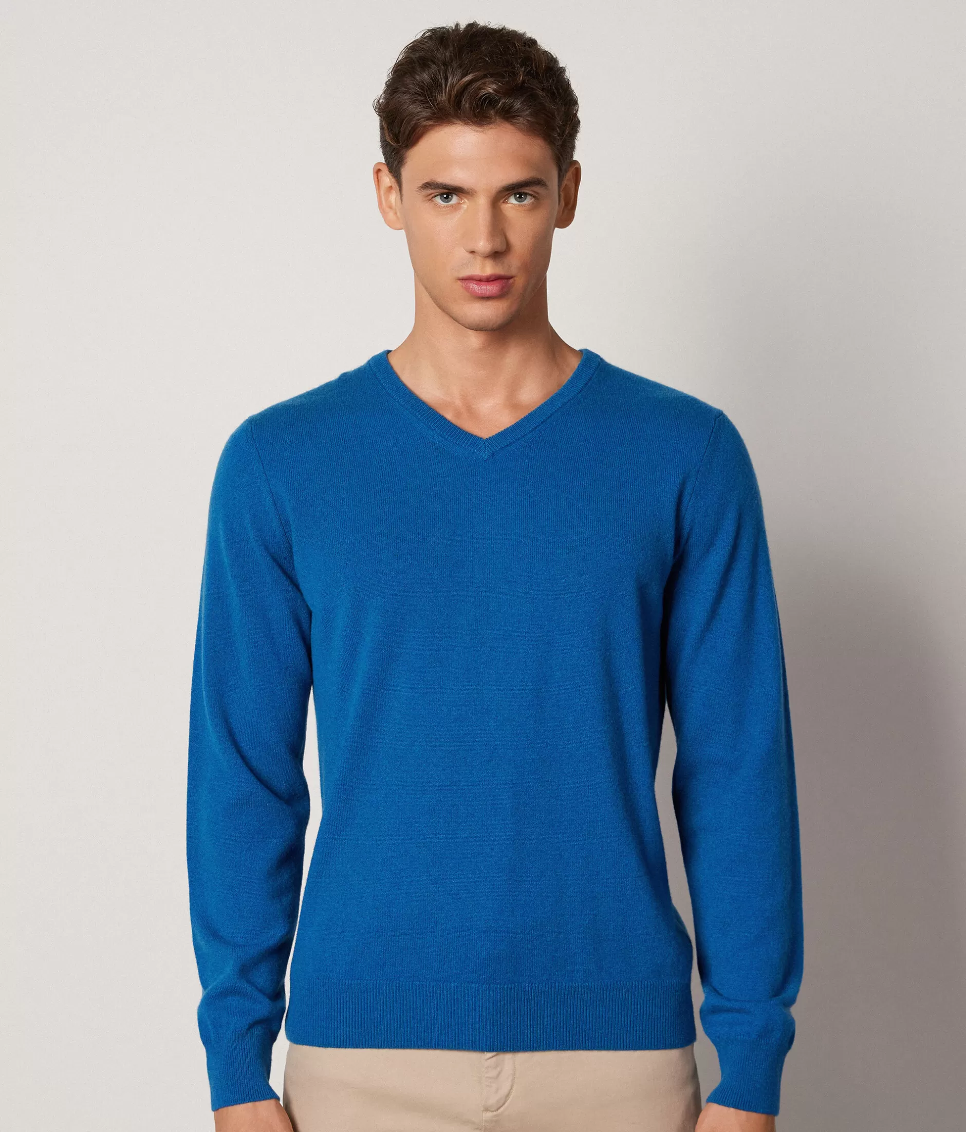 New Falconeri Ultrasoft Cashmere V-Neck Sweater blue -8946 - gentian