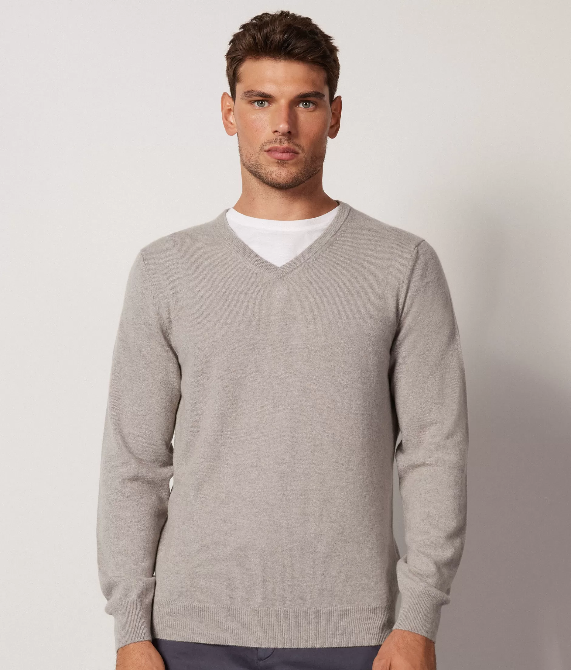 Sale Falconeri Ultrasoft Cashmere V-Neck Sweater grey -8444 - ice melange