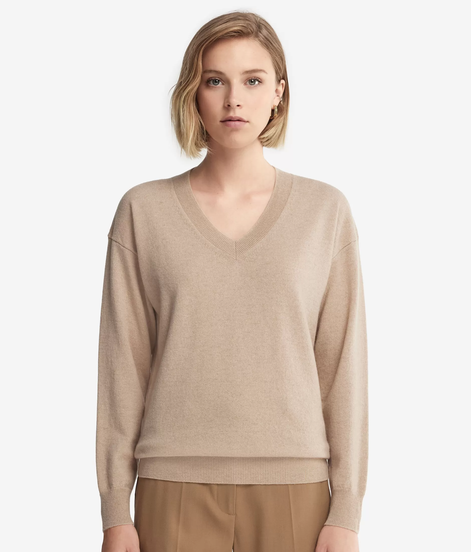 Online Falconeri Ultrasoft Cashmere V-Neck Sweater natural -8646 - light vanilla