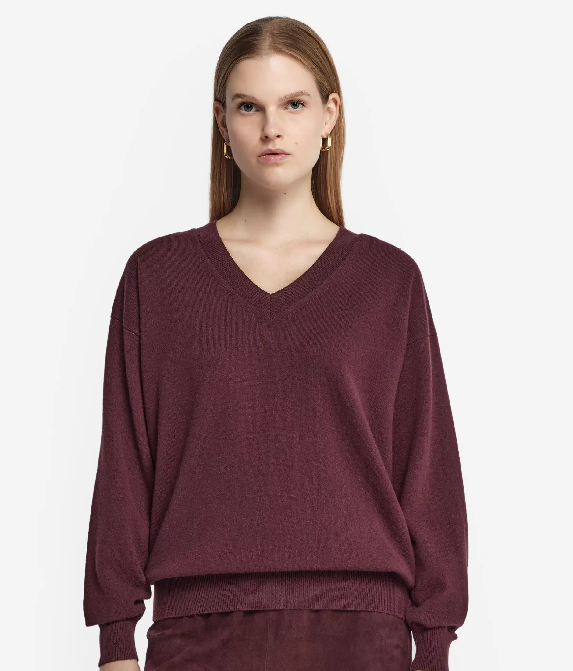 Sale Falconeri Ultrasoft Cashmere V-Neck Sweater burgundy -9100 - ruby