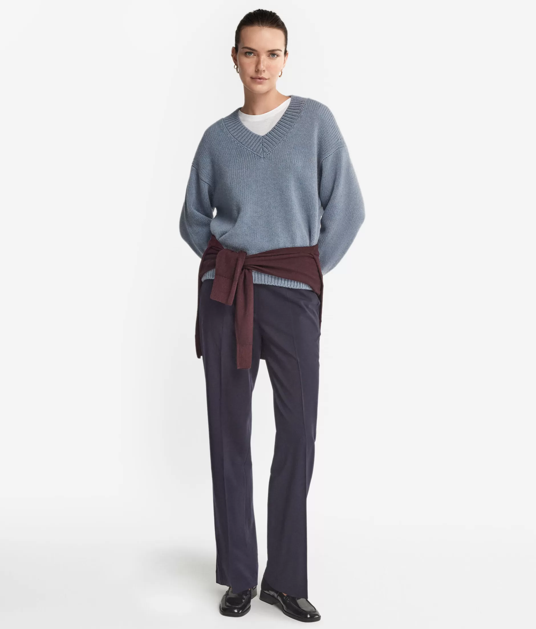 Shop Falconeri V-Neck Sweater In Ultrasoft Cashmere Knit light blue -9078 - niagara