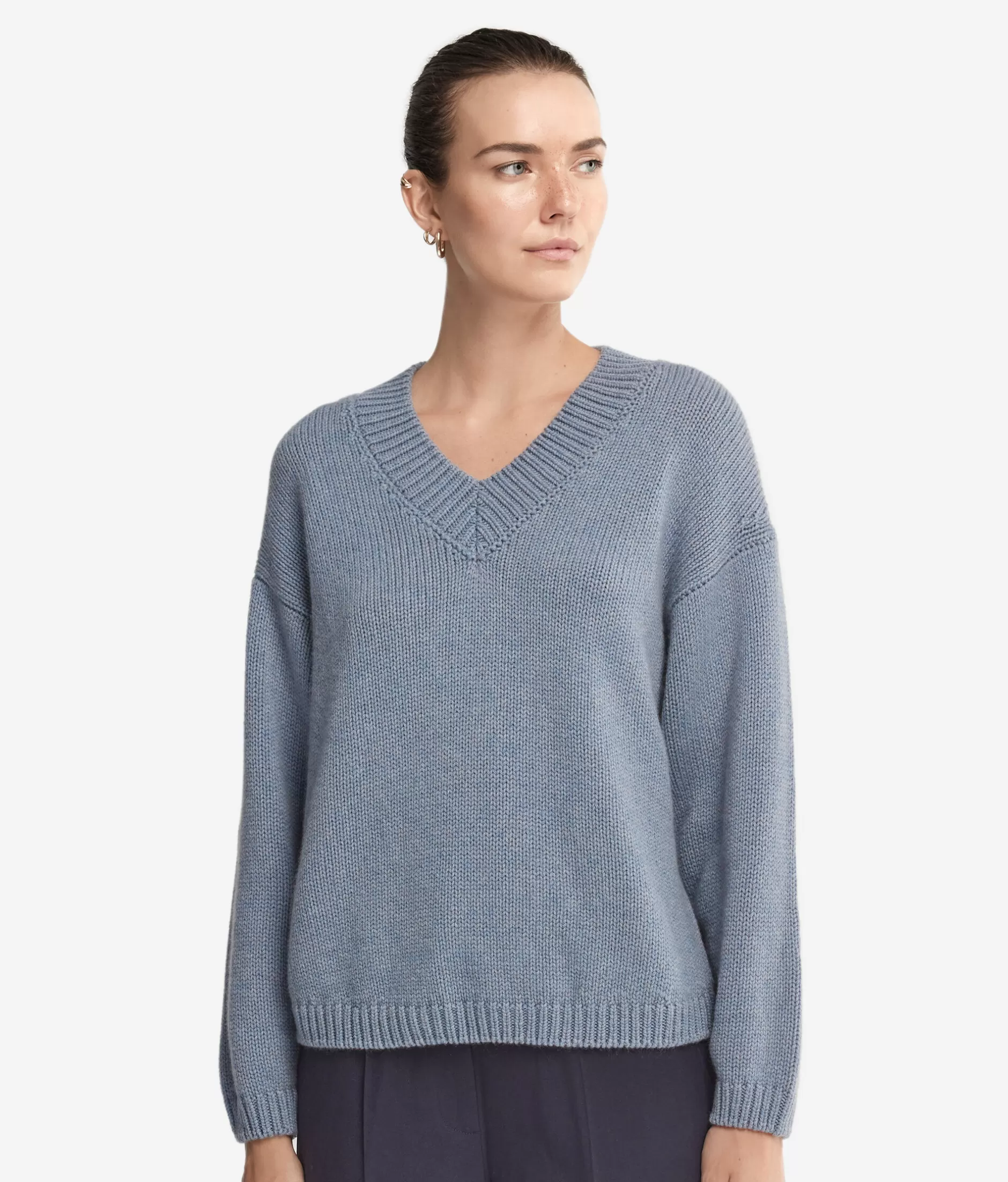 Shop Falconeri V-Neck Sweater In Ultrasoft Cashmere Knit light blue -9078 - niagara