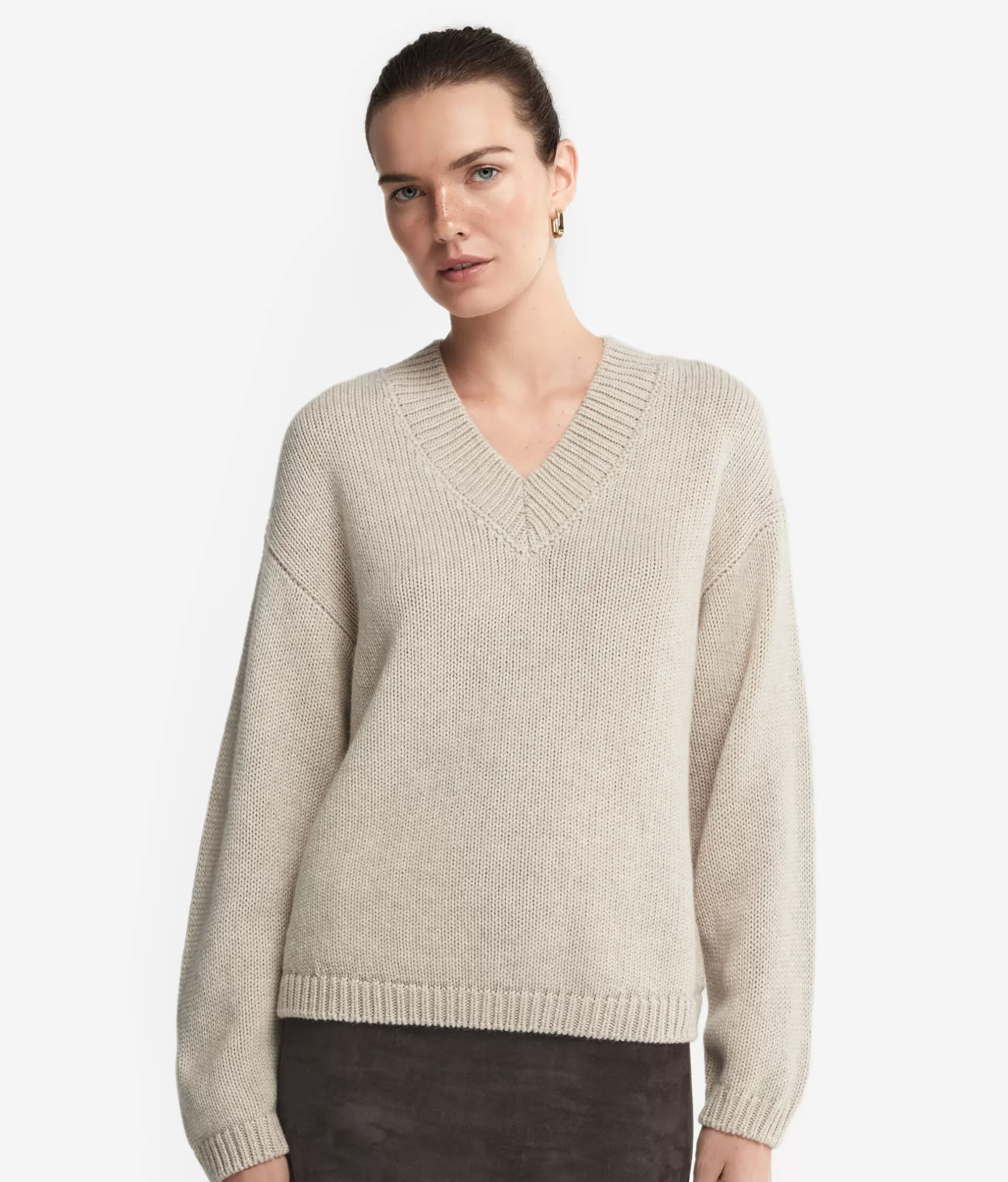 Best Falconeri V-Neck Sweater In Ultrasoft Cashmere Knit natural -8176 - stone