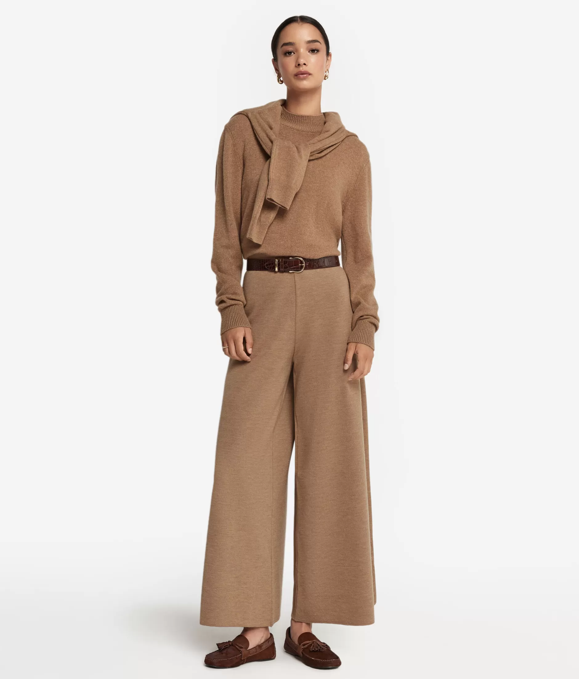 Store Falconeri Wide Wool Pants natural -8685 - rum