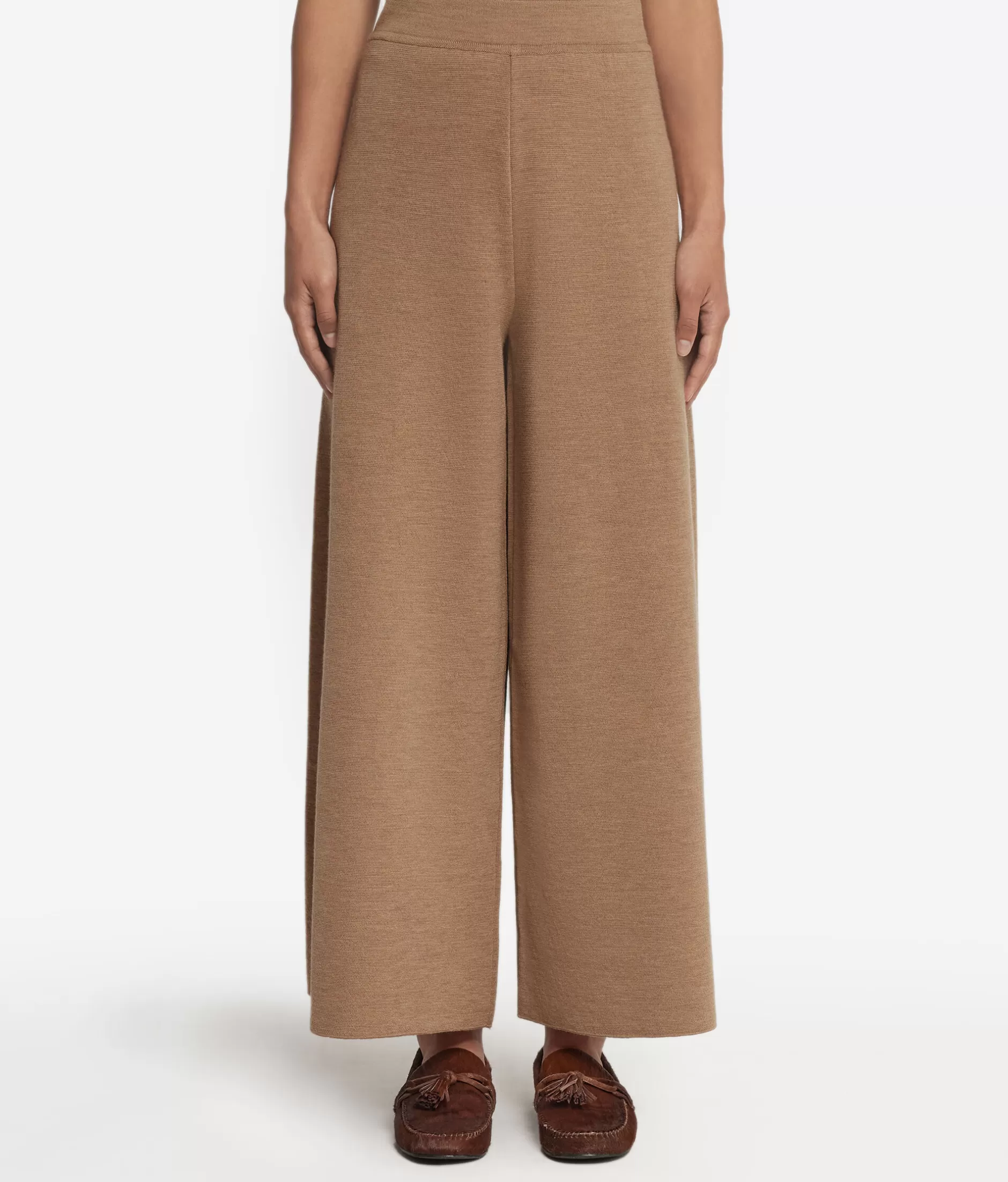 Store Falconeri Wide Wool Pants natural -8685 - rum