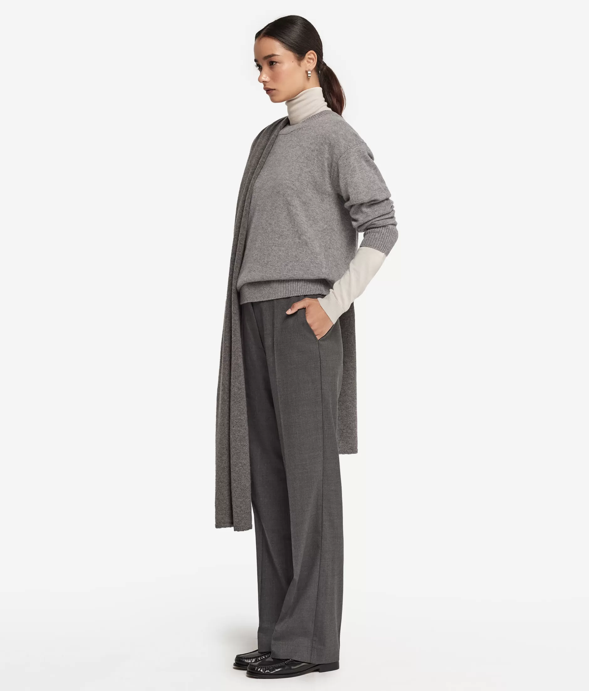 Outlet Falconeri Wool Cigarette-Style Pants dark grey -9070 - ash