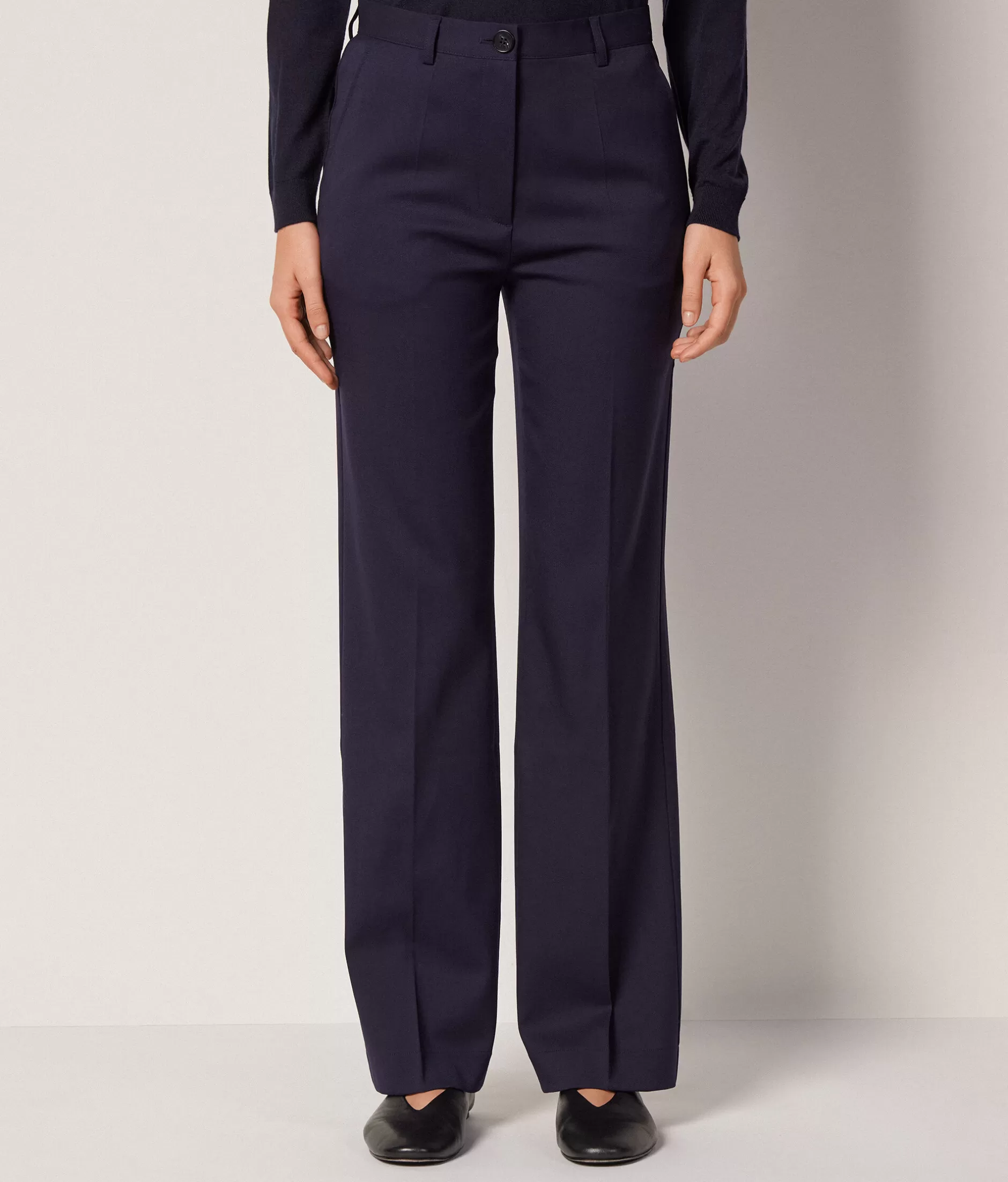 Shop Falconeri Wool Cigarette-Style Pants blue -9400 - navy blue