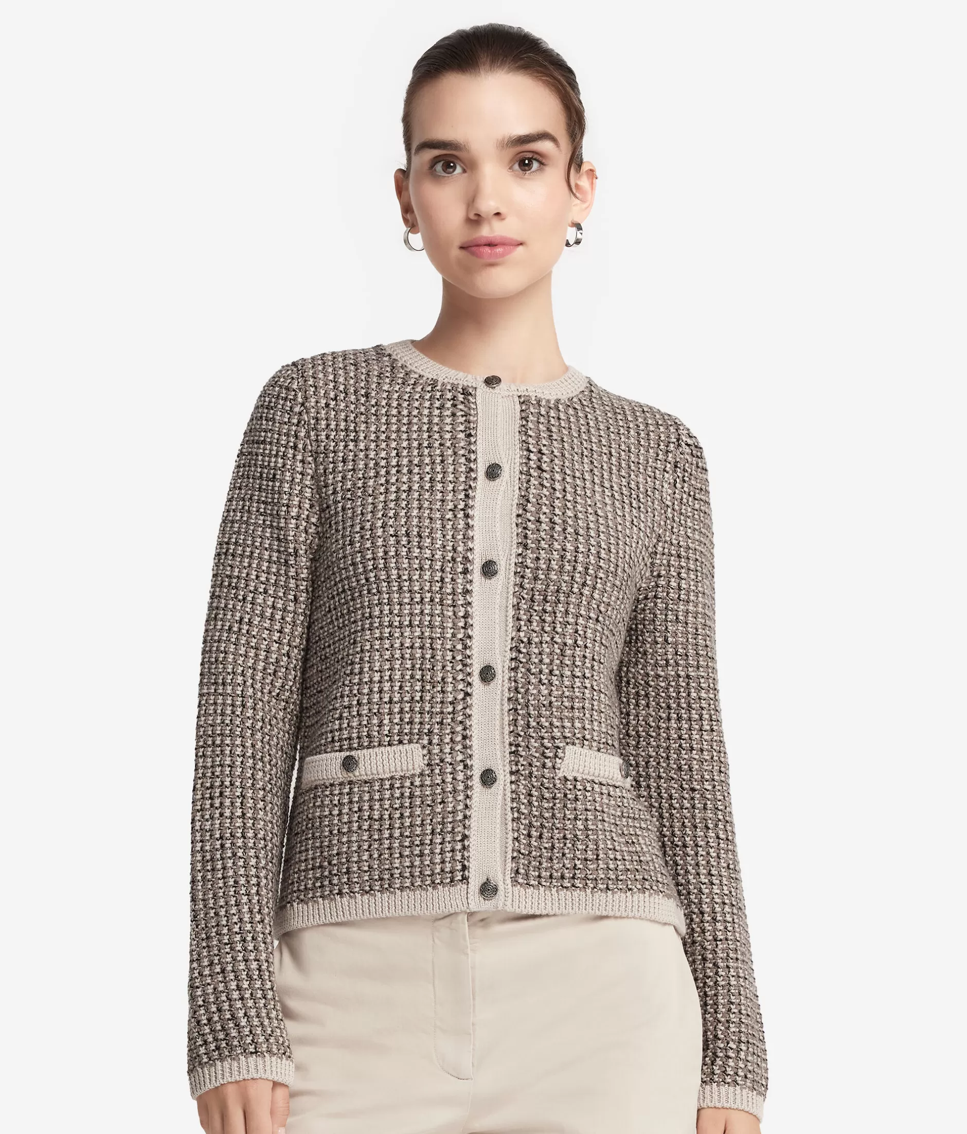 Best Falconeri Wool Crewneck Jacket natural -9050 - natural pattern